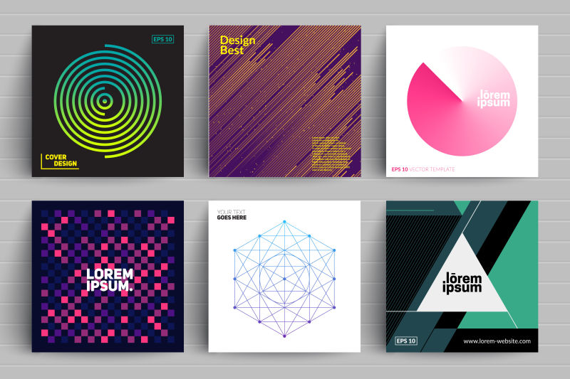 矢量的几何图案卡片设计