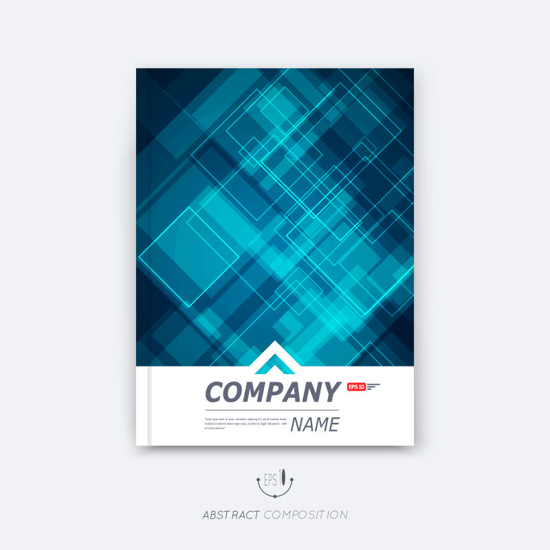 矢量蓝色抽象几何结构的宣传封面设计