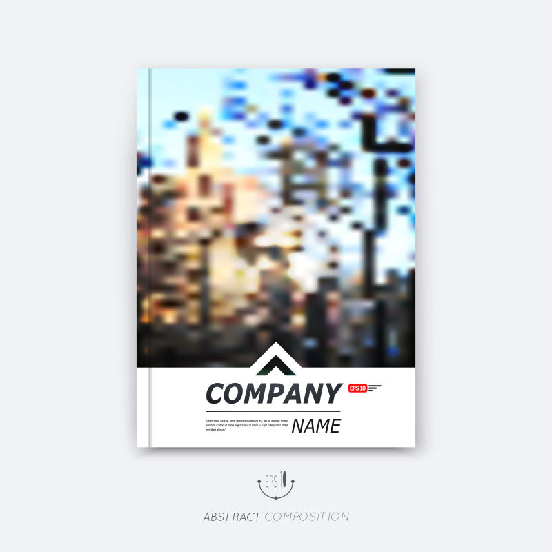 重选ing矢量现代几何模糊风景元素的宣传册封面设计