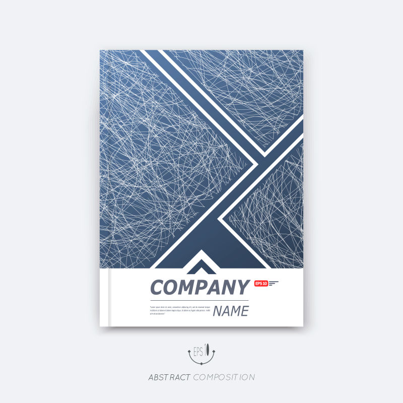抽象矢量白色线性几何元素的宣传封面设计