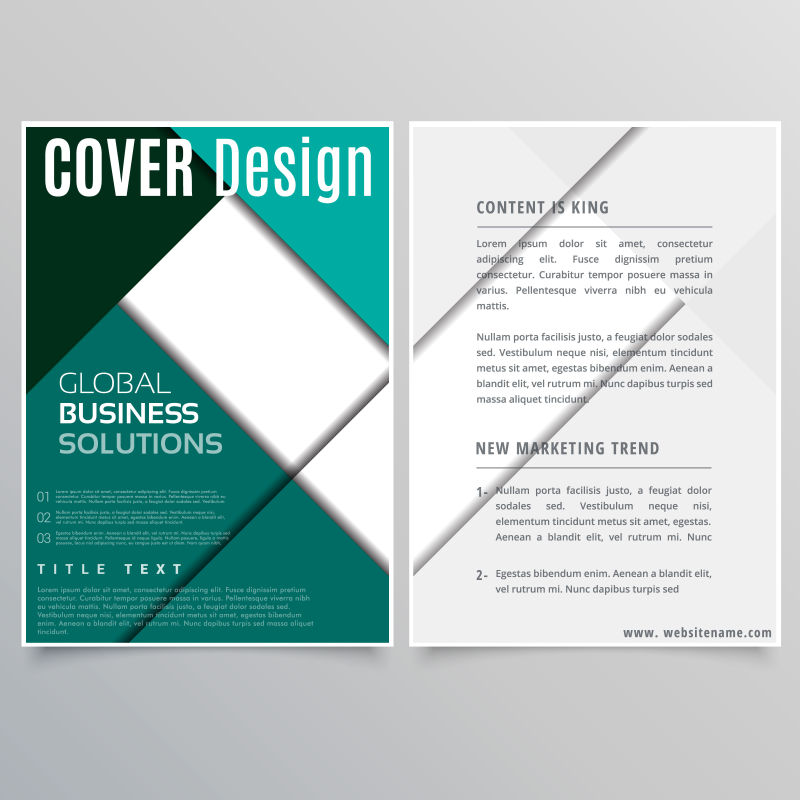 抽象矢量现代几何风格的绿色宣传单设计