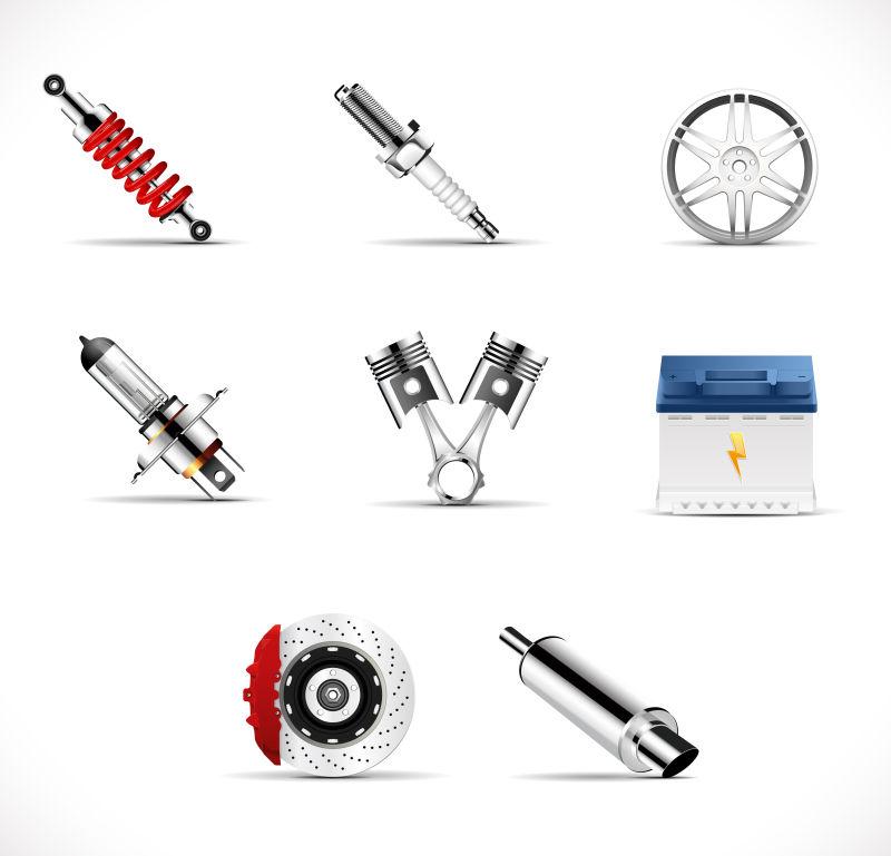 汽车零件矢量插图