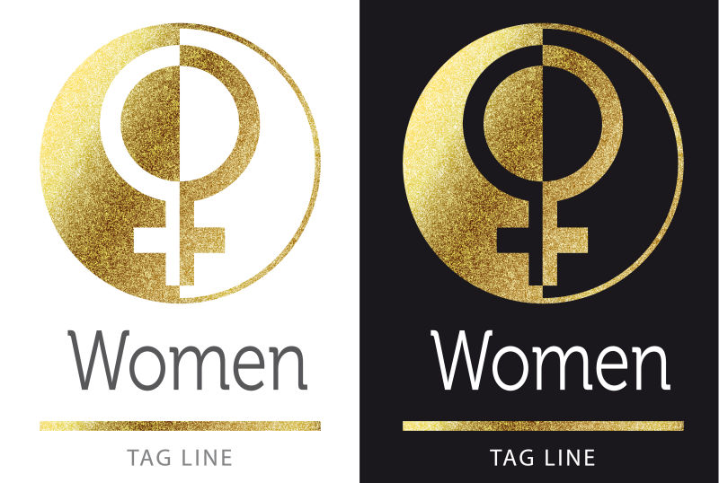 黄金色的女性符号标志矢量