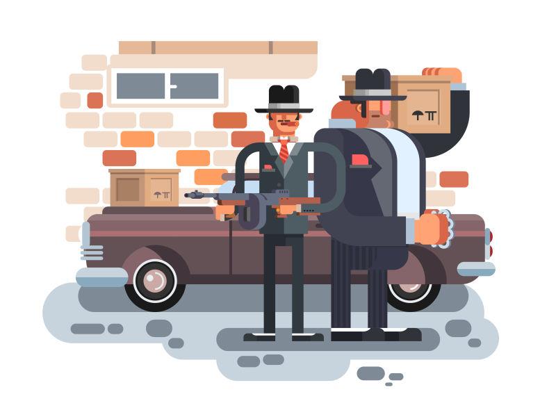 矢量设计黑手党卡通人物