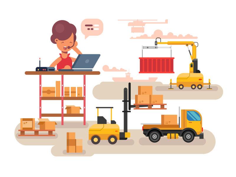 矢量设计物流女服务员