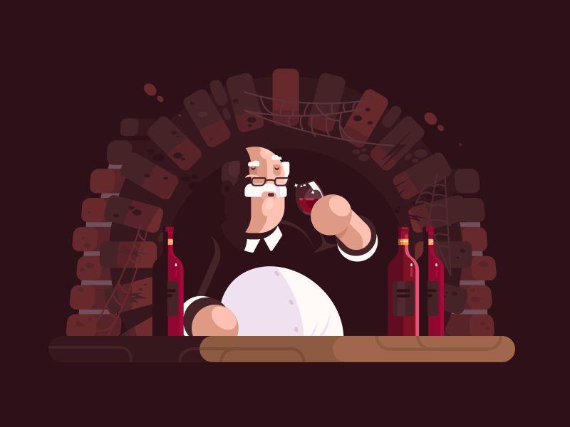 矢量设计卡通品酒师