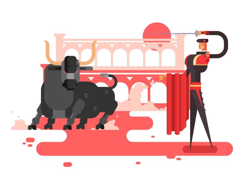 矢量设计西班牙斗牛表演