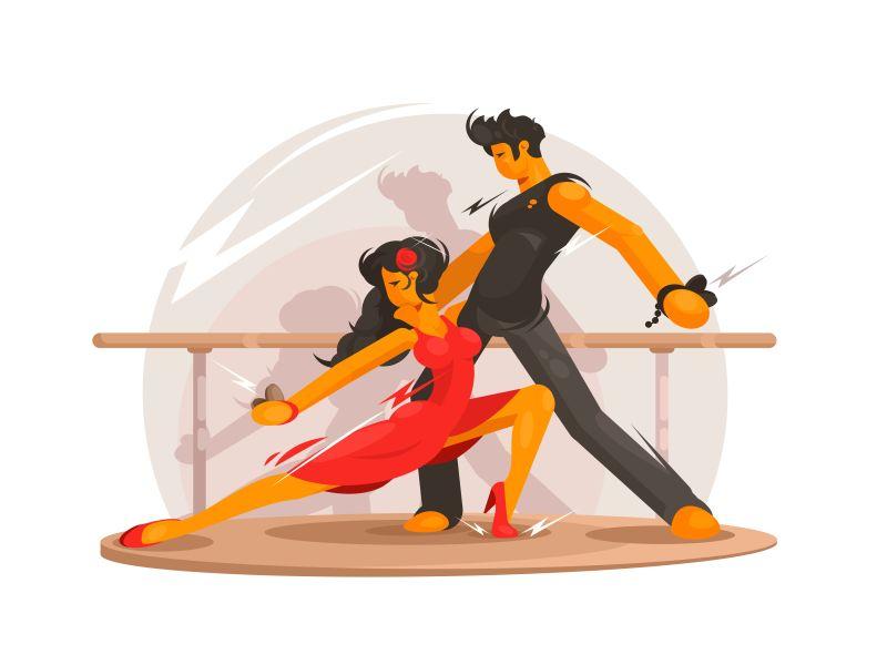 矢量设计跳交谊舞的年人们