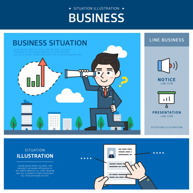 矢量商业业务上升概念