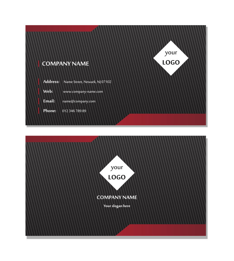 创意黑色条纹图案名片矢量设计