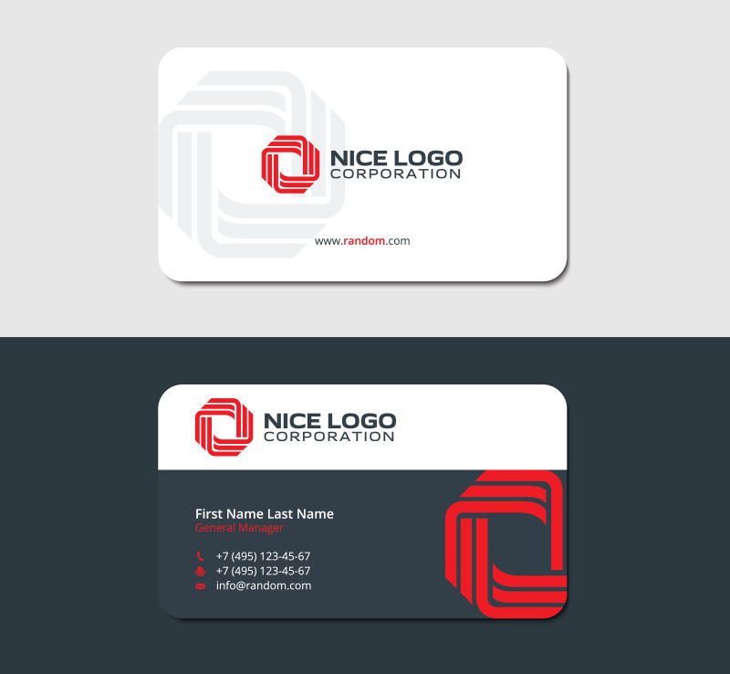 矢量的红色条纹图案商业名片