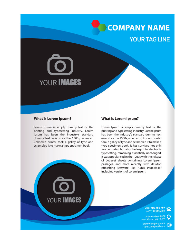 矢量抽象蓝色现代商业宣传单