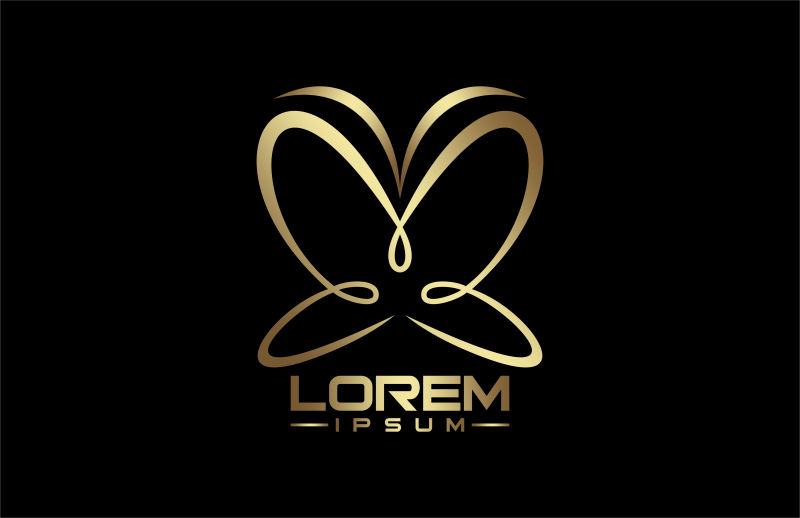 金色蝴蝶线图标矢量