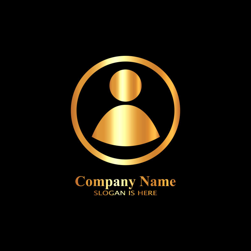 矢量金色的人物图标logo