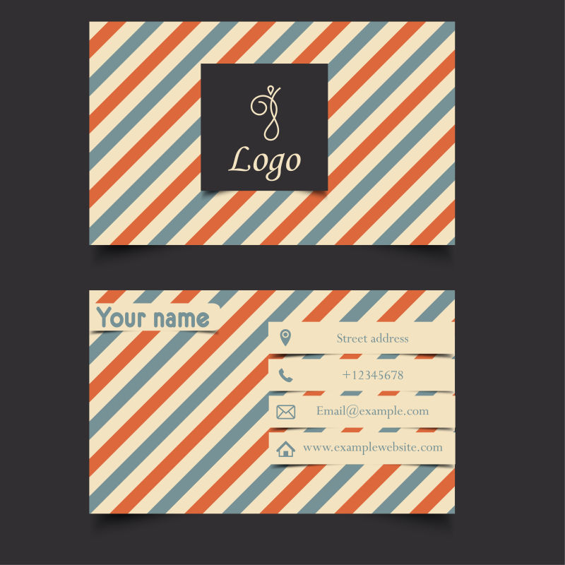 矢量的斜条纹名片设计