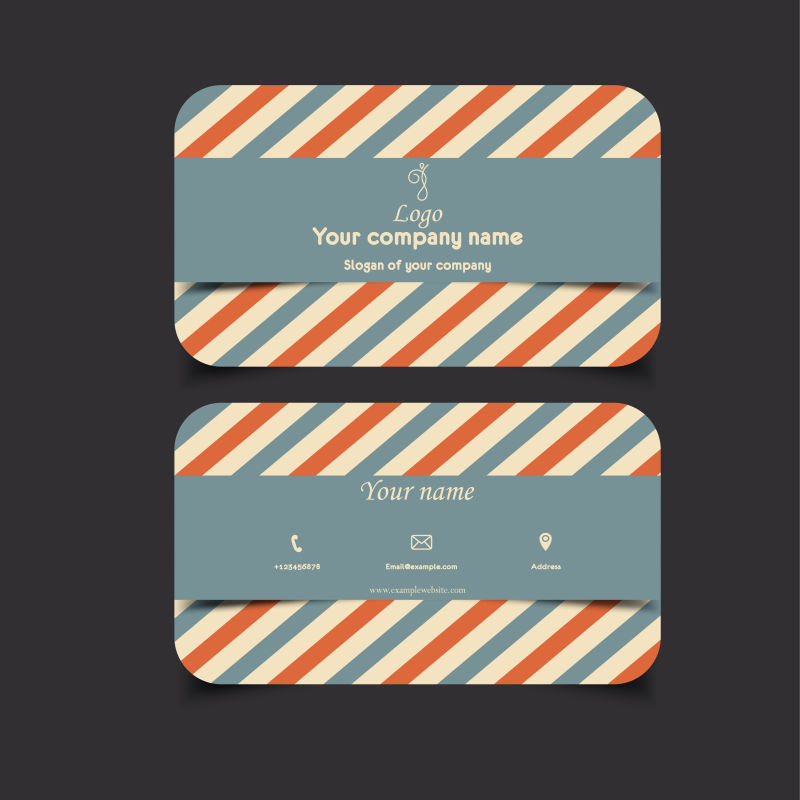 矢量斜条纹创意名片设计