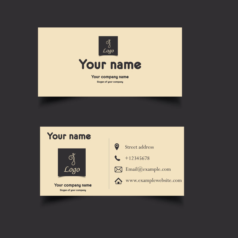 矢量单色黑字名片设计