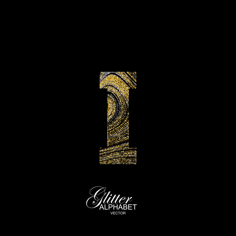 金色英文字母I矢量设计