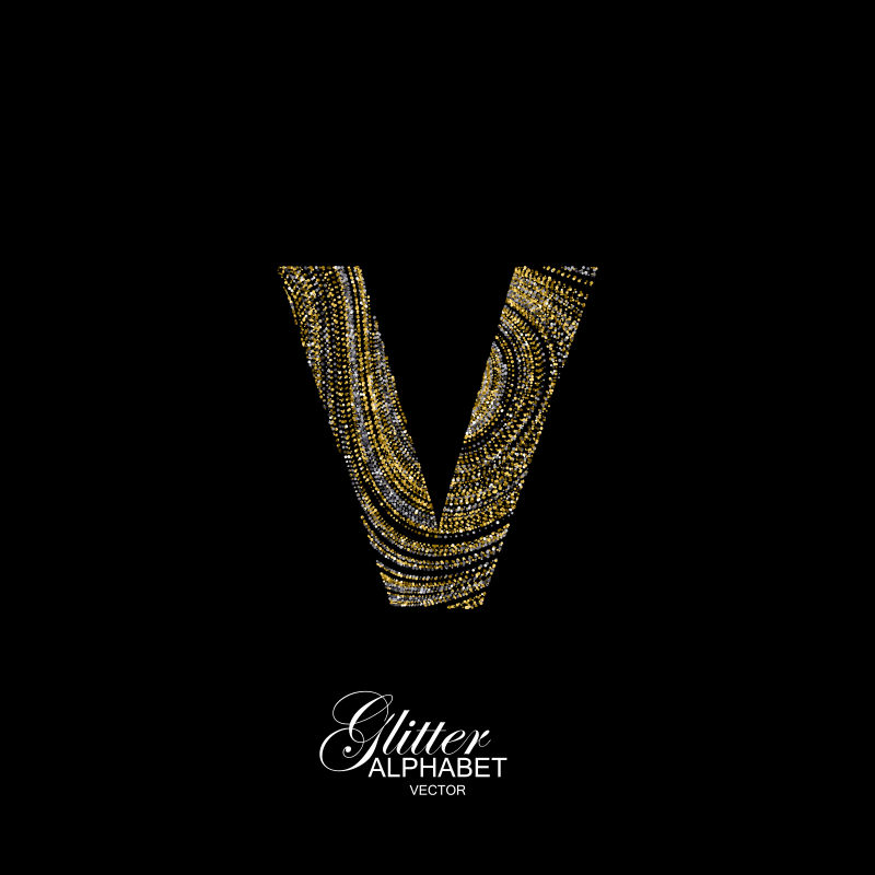 矢量金色英文字母V设计