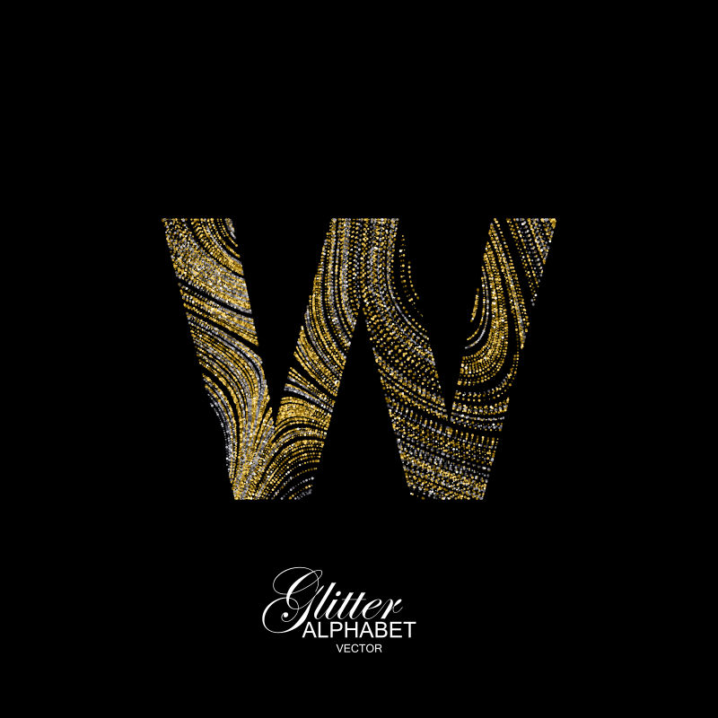 矢量金色字母W