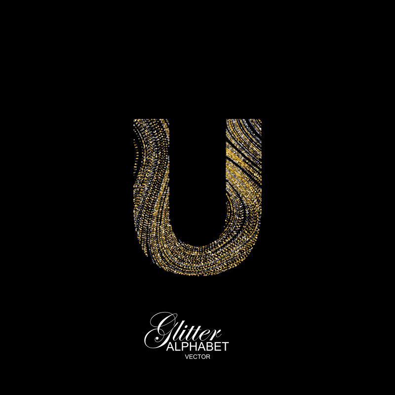 矢量的金色英文字母U