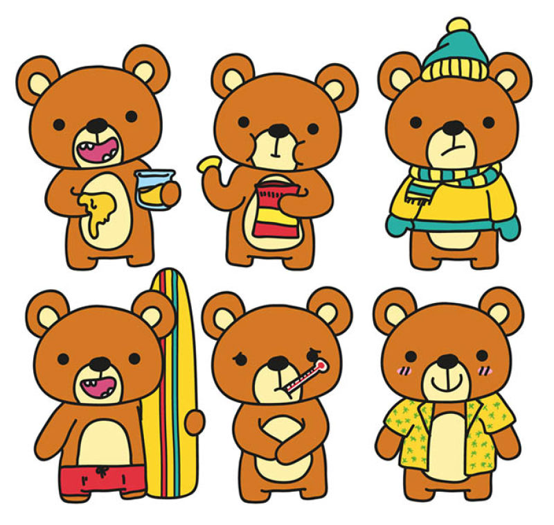 创意矢量卡通泰迪熊的设计插图