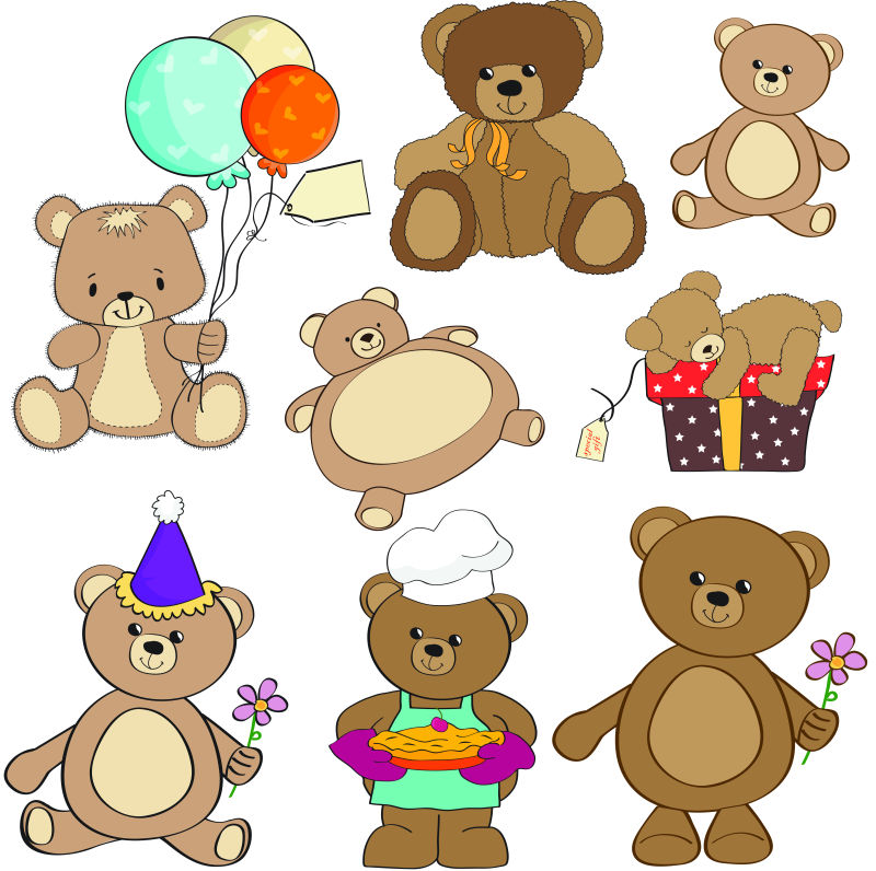 创意矢量可爱的泰迪熊设计元素