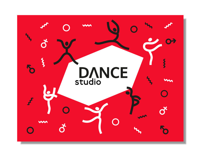 芭蕾舞工作室标志设计矢量插图
