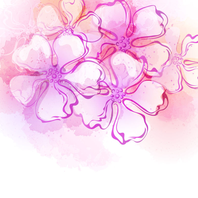 矢量抽象粉色水彩风格的花卉设计