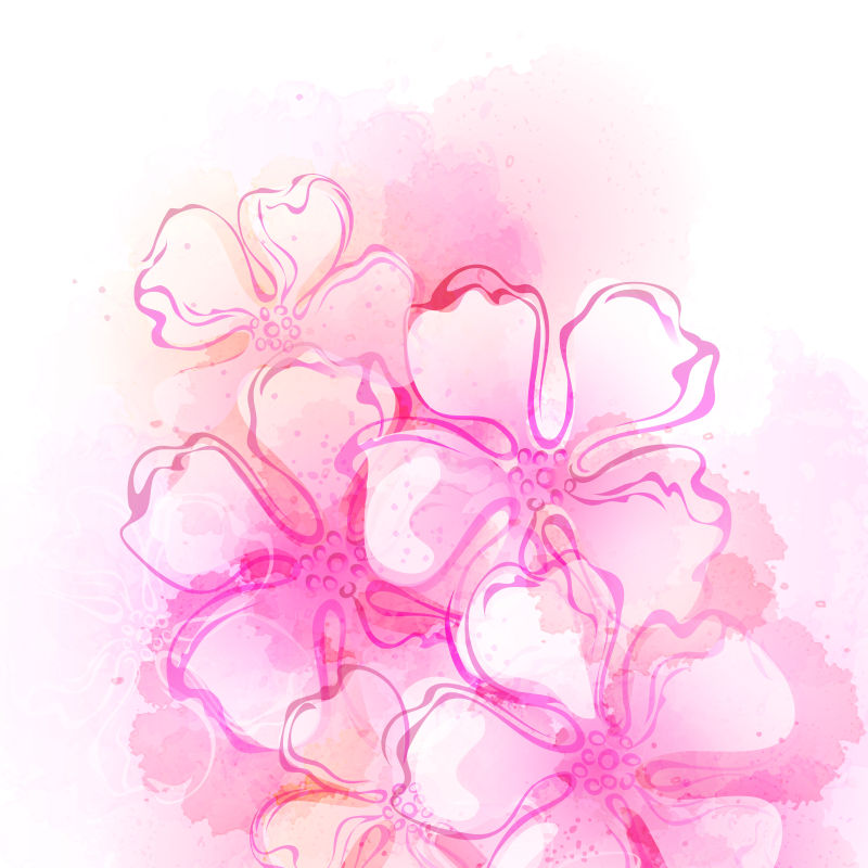 创意矢量粉色水彩风格的花朵设计