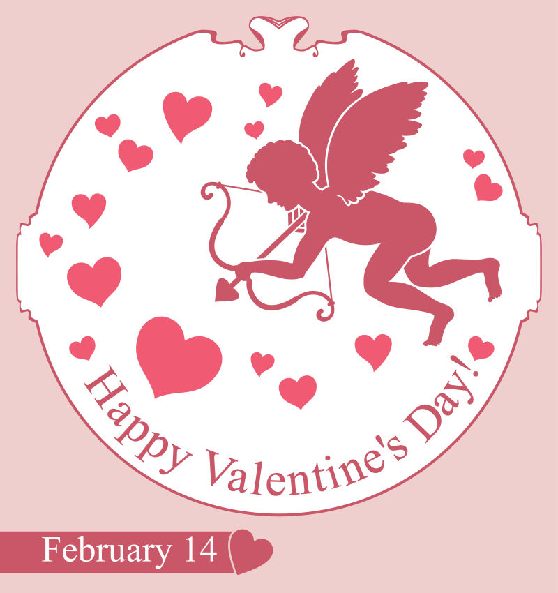 情人节丘比特标签矢量设计