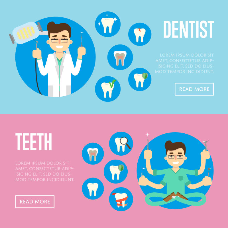 创意矢量现代牙医主题的宣传插图