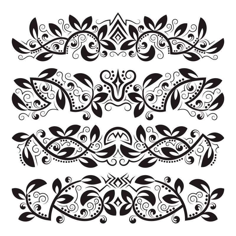 巴洛克风格的装饰花纹矢量插图