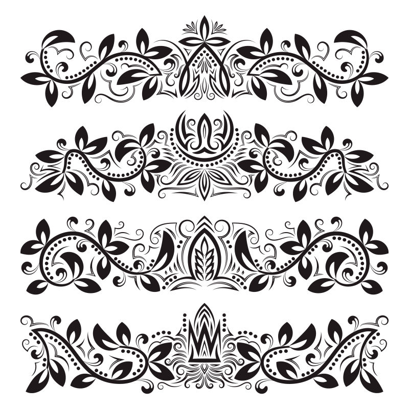 复古花纹装饰边框矢量图