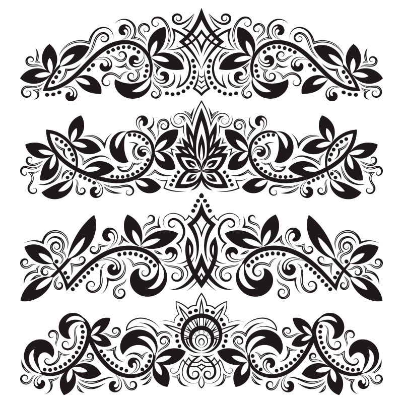 巴洛克装饰花边设计矢量插图