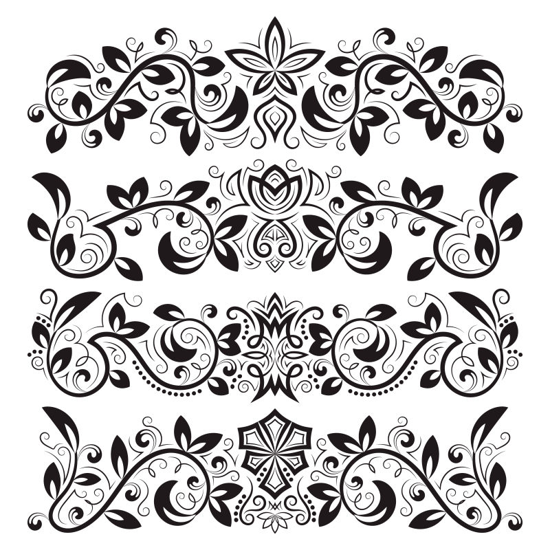 巴洛克装饰花纹矢量图