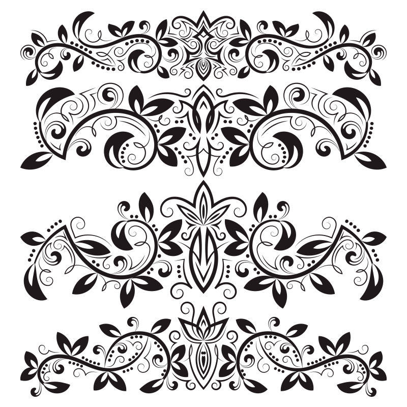 巴洛克风花纹装饰边框矢量插图