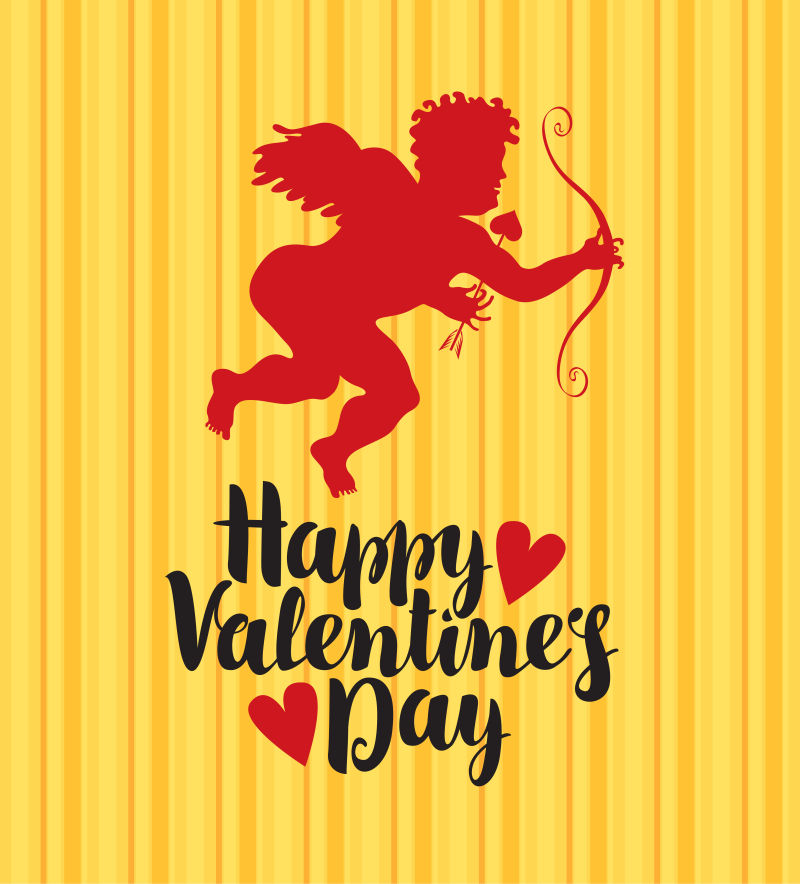 矢量的丘比特图案情人节贺卡设计