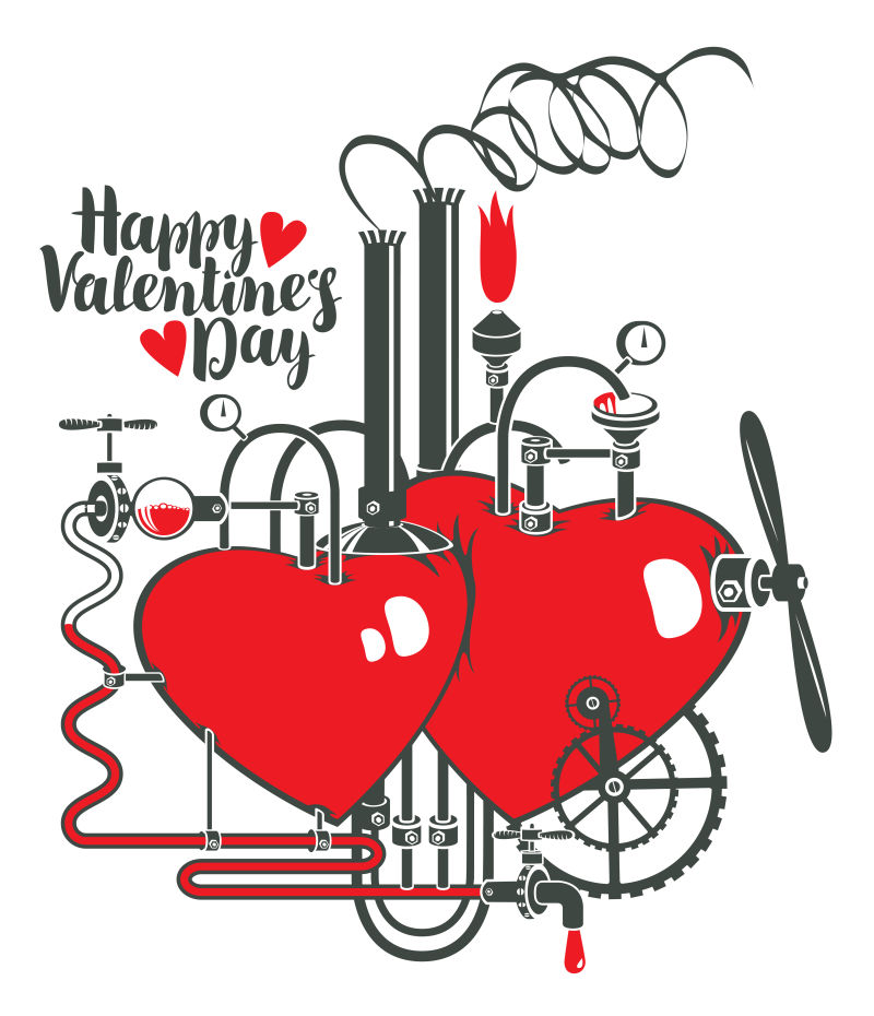 矢量的机械爱心插图