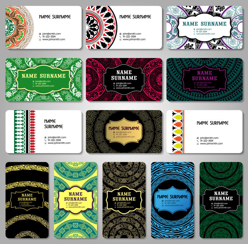 矢量具有装饰图案名片设计