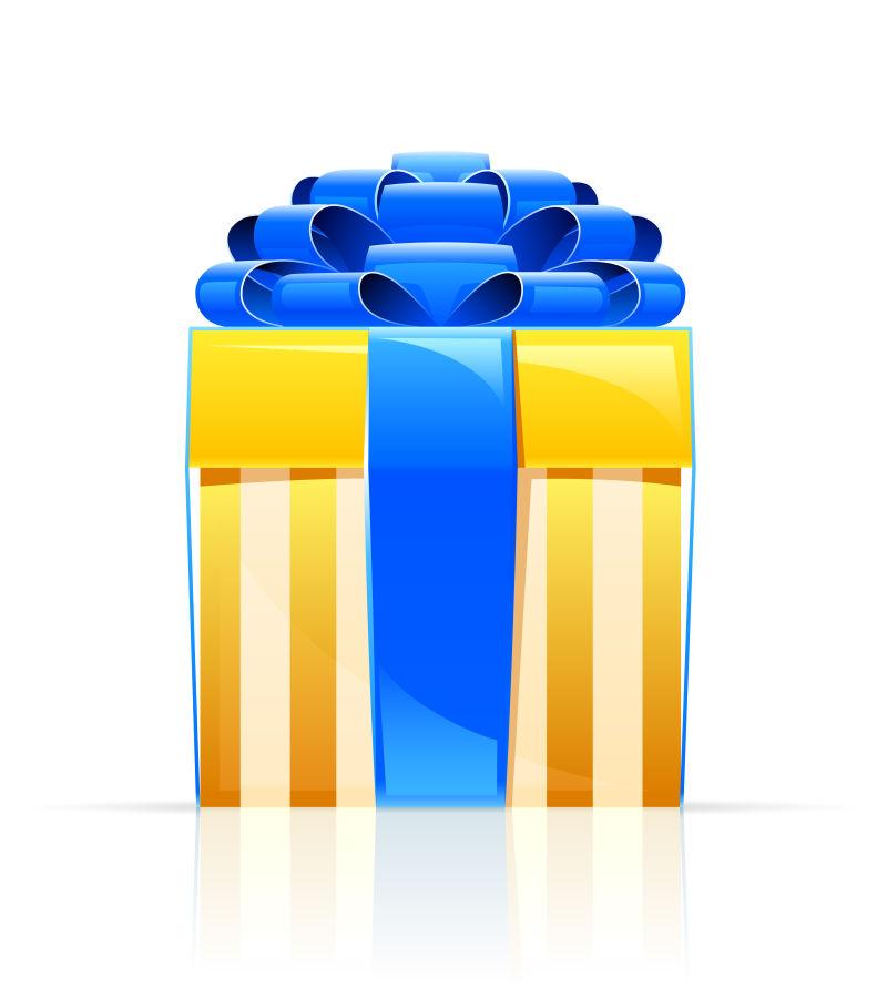 蓝色蝴蝶礼盒矢量插图