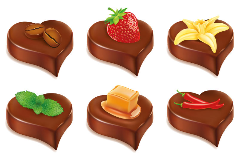 创意矢量各种口味的巧克力插图