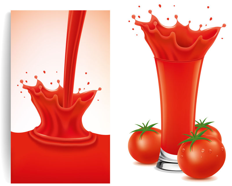 创意矢量现代番茄汁插图