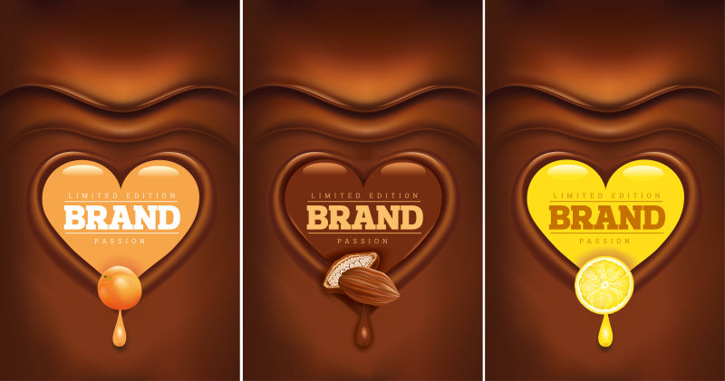 创意矢量心形标签元素的巧克力海报设计