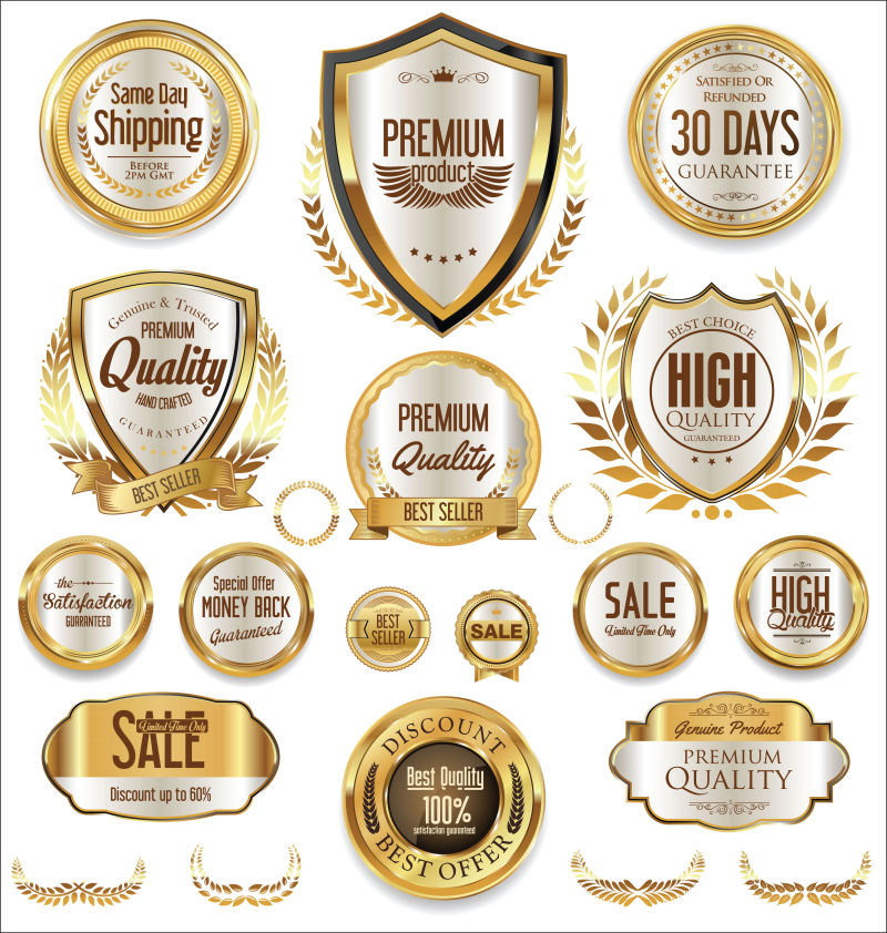 矢量优质奢华的金色复古徽章