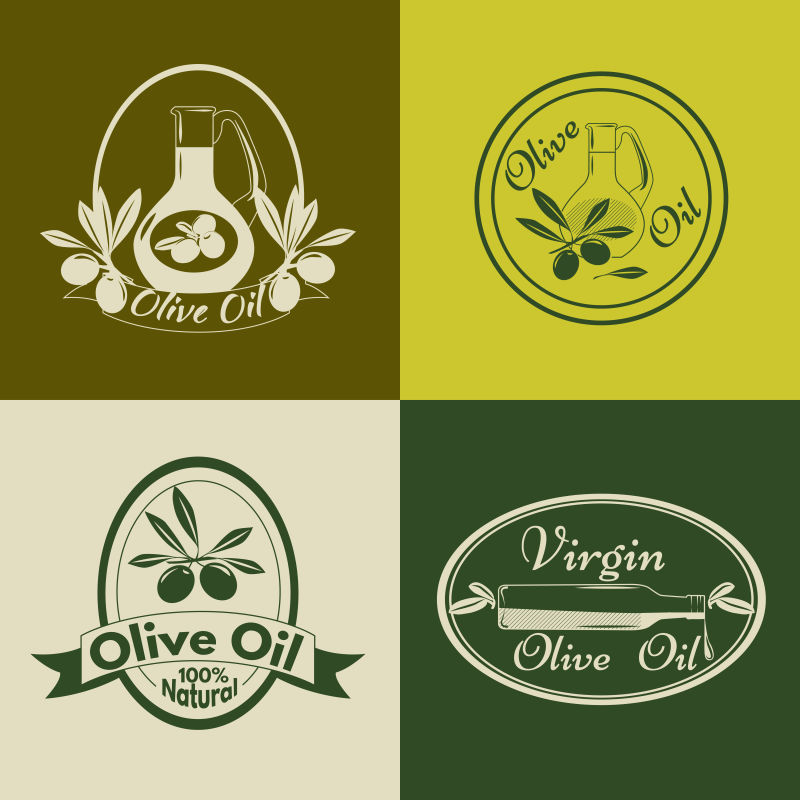 橄榄油徽章标签矢量