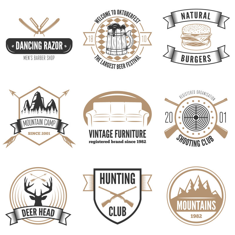 矢量复古葡萄酒徽章集