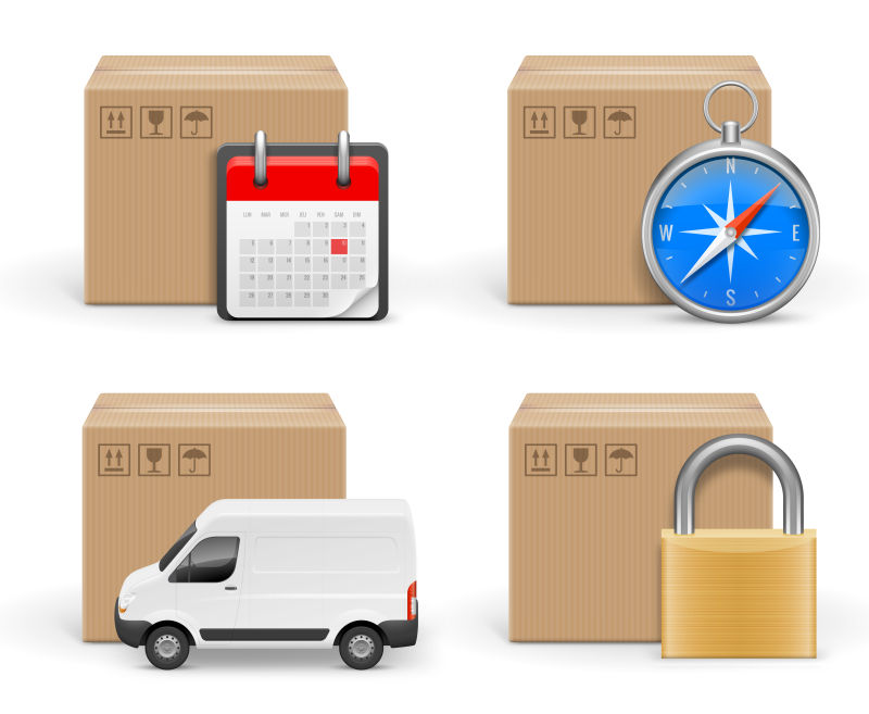 矢量卡通包裹递送