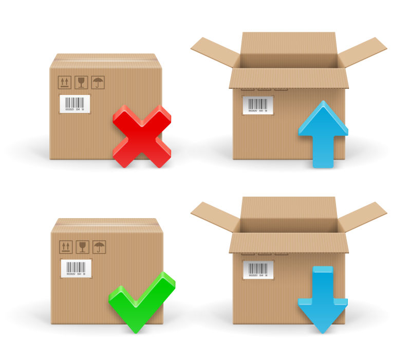 矢量各式纸箱元素设计