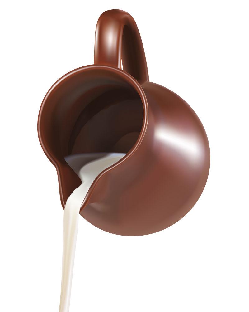 正在倾倒的牛奶罐矢量插图